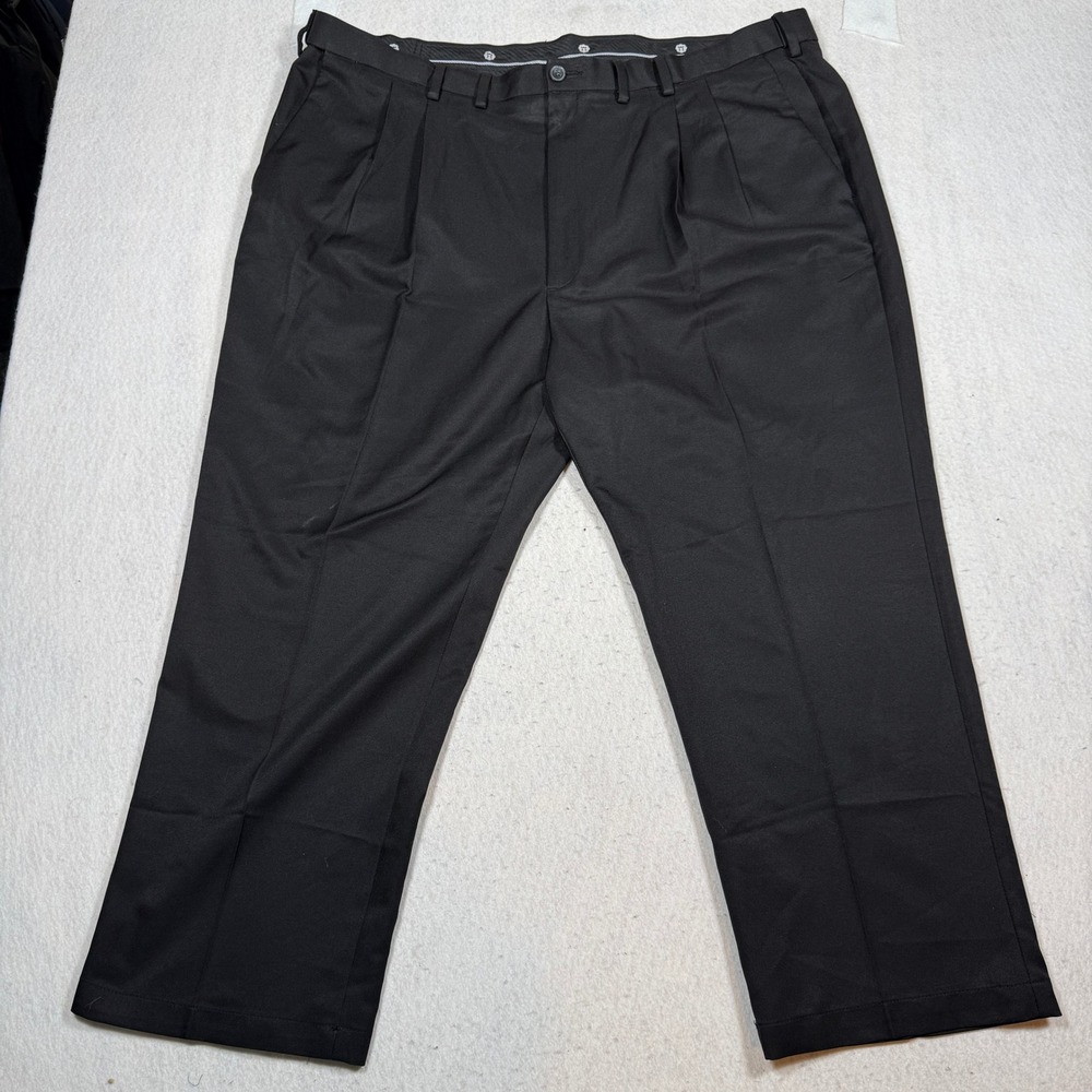 Haggar Cool 18 Mens 46x29 Black Pleated Classic Fit Dress Pants 1030196